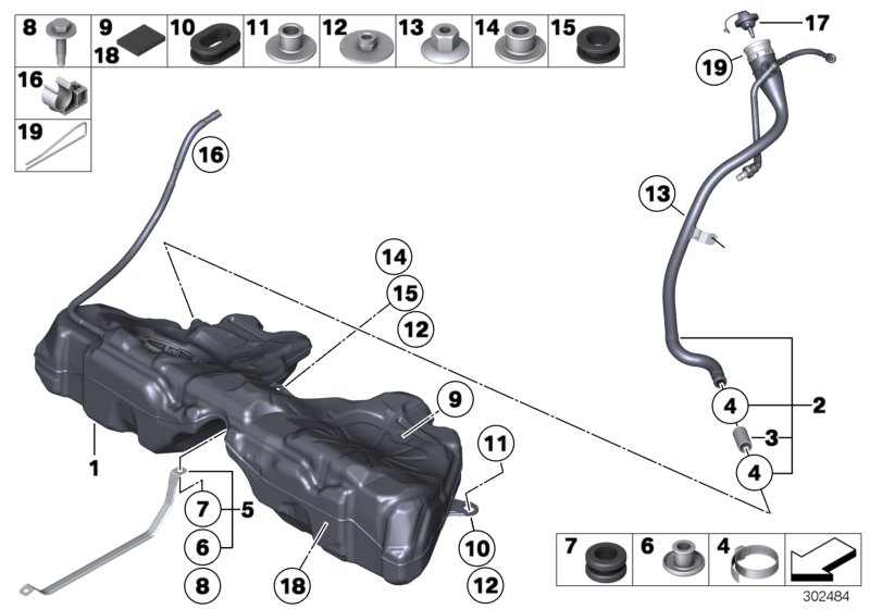 Fuel tank/mounting parts