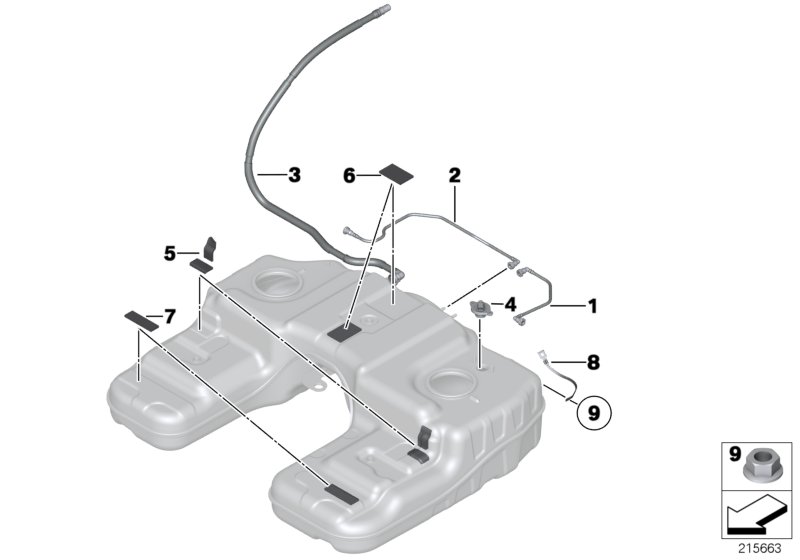Fuel tank/mounting parts
