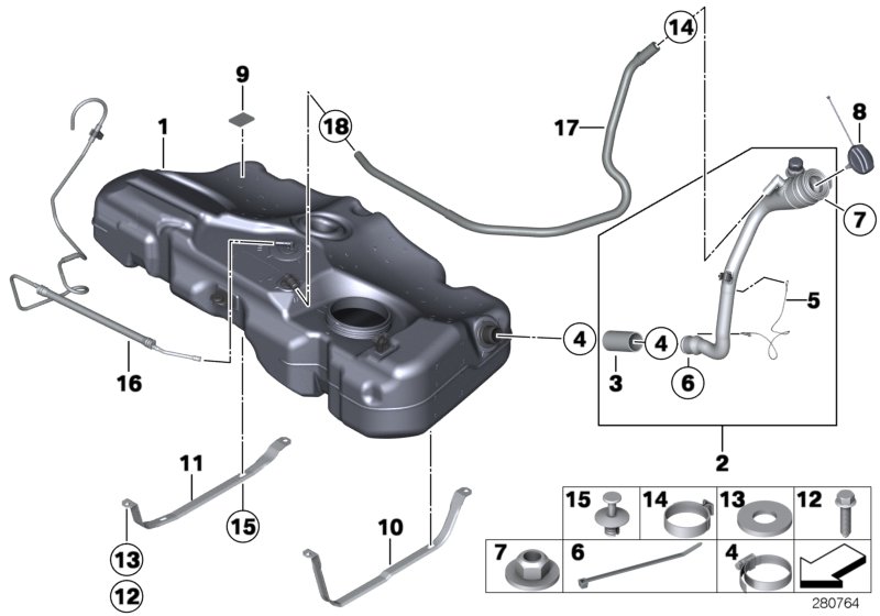 Fuel tank / fastening parts
