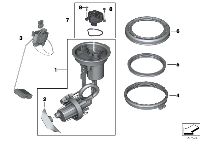 Delivery, control units, fuel pump