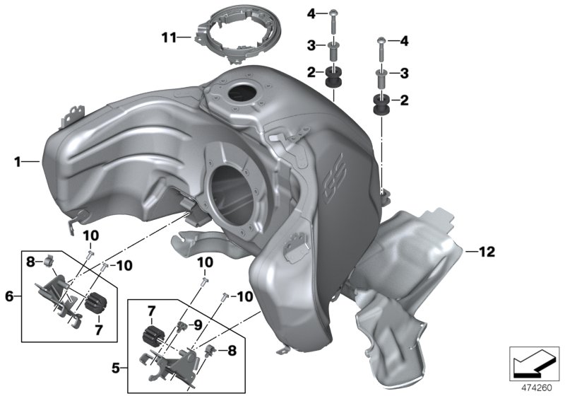 Fuel tank / fastening parts