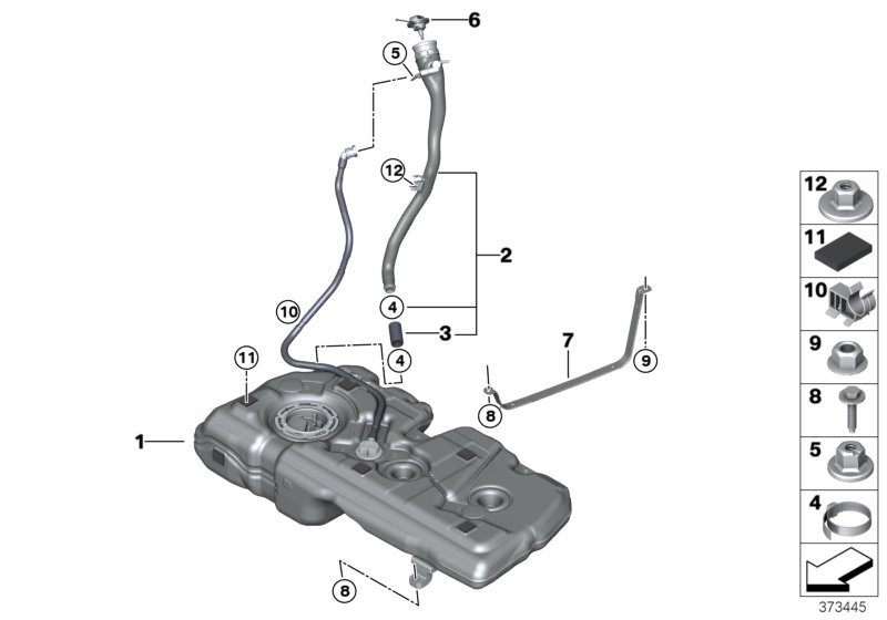 Fuel tank/mounting parts