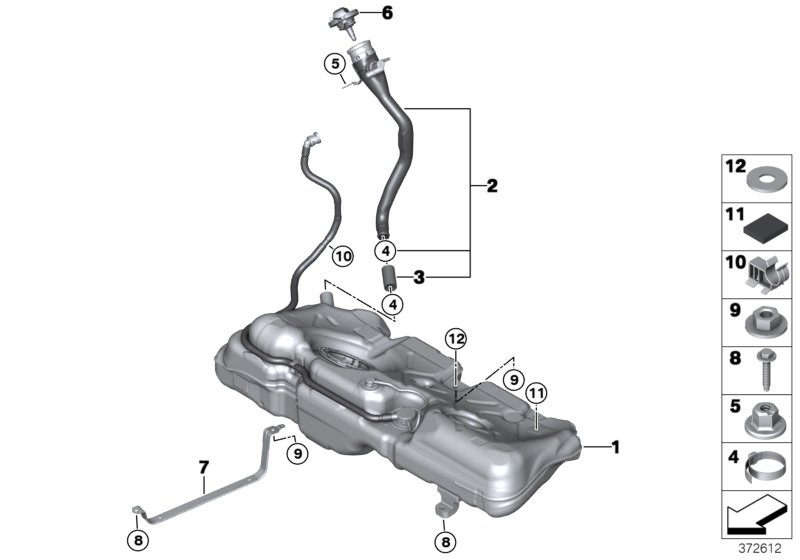 Fuel tank/mounting parts
