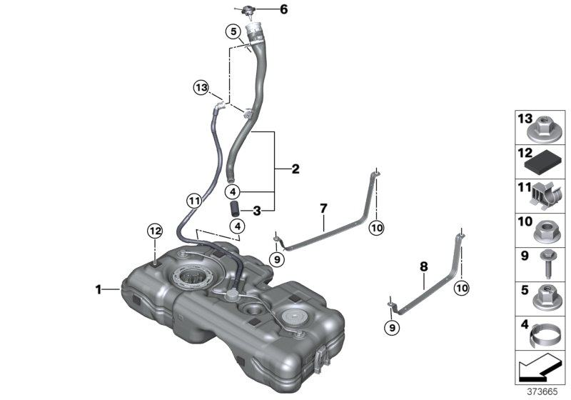 Fuel tank/mounting parts