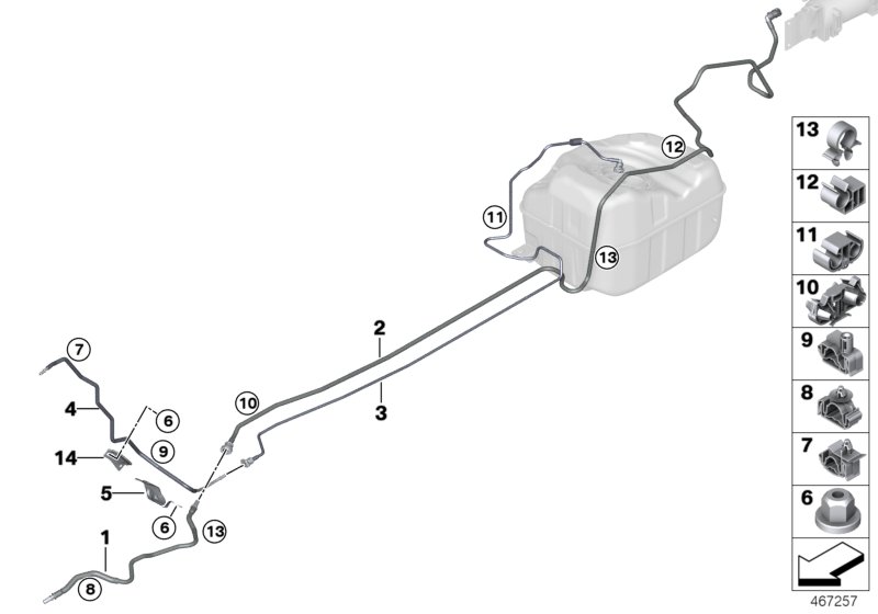 Fuel Pipe and Mounting Parts
