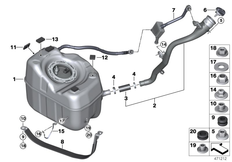 Fuel tank/mounting parts