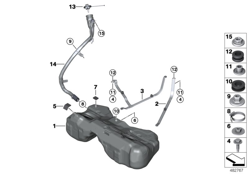 Fuel tank/mounting parts