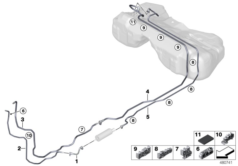 Fuel Pipe and Mounting Parts