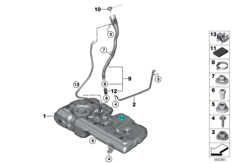Fuel tank/mounting parts