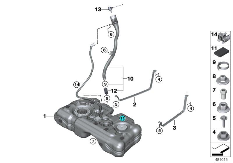 Fuel tank/mounting parts