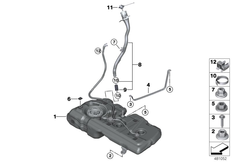 Fuel tank/mounting parts