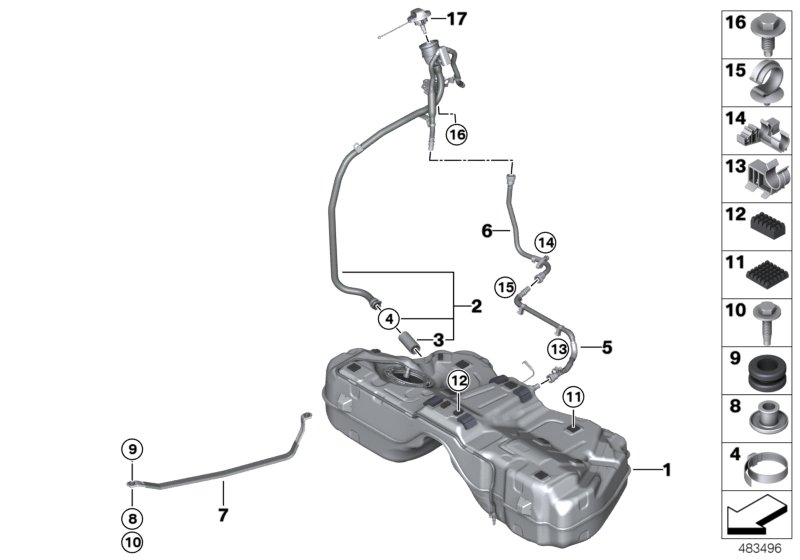 Fuel tank/mounting parts