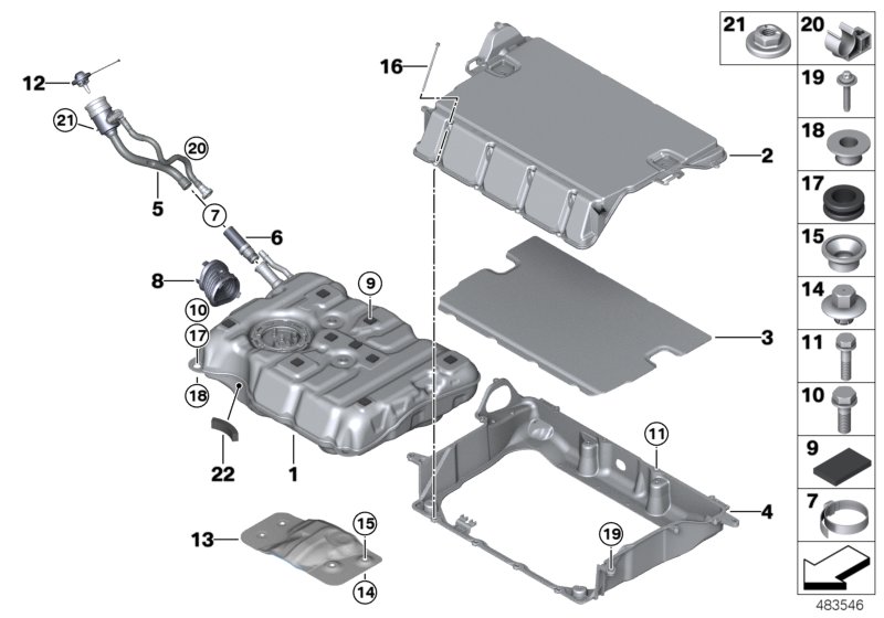 Fuel tank/mounting parts