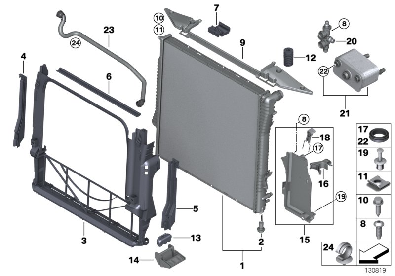 Mounting parts f radiator