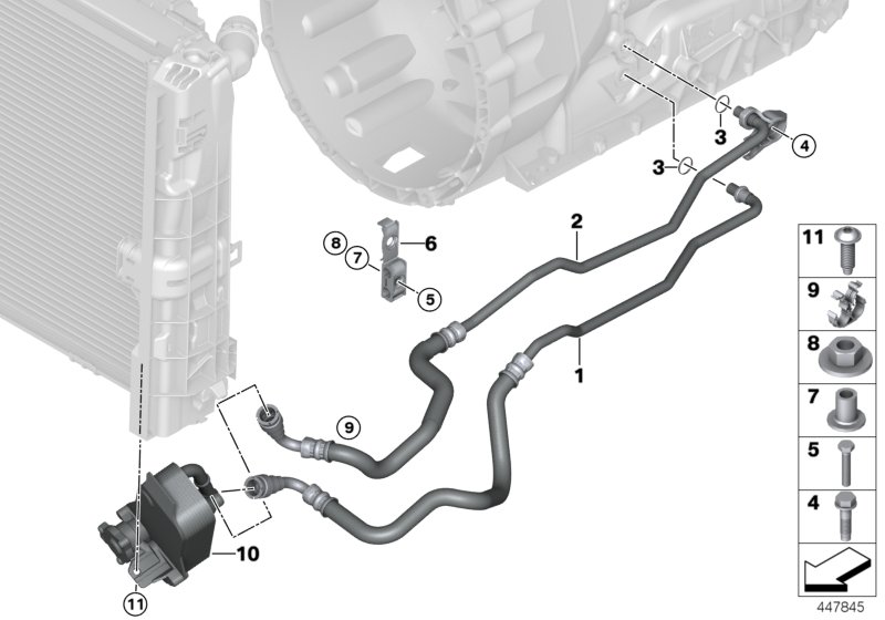 Oil-cooler pipe/heat exchanger