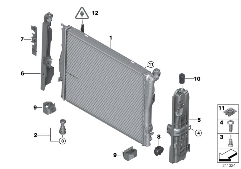 Mounting parts f radiator