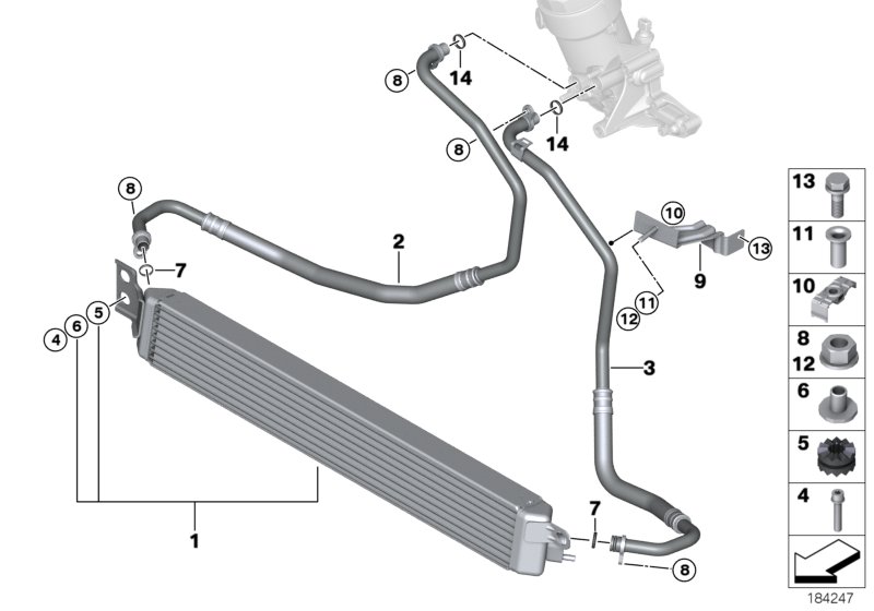 Engine oil cooler/oil cooler line