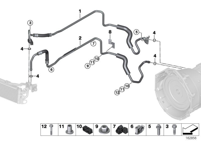 Transmission oil cooler line