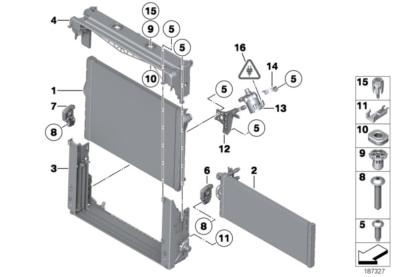 Mounting parts f radiator