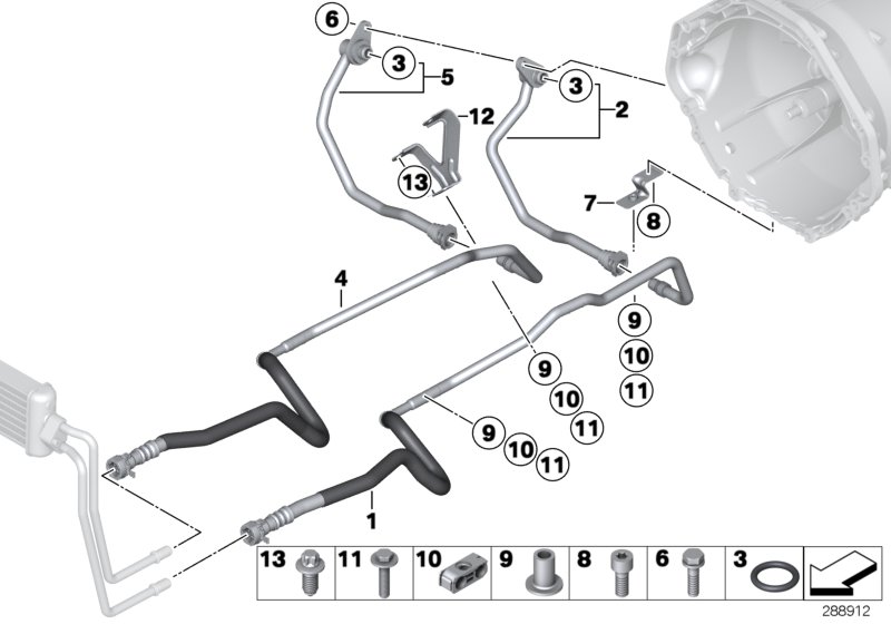 Transmission oil cooler line