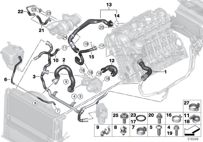 Cooling system coolant hoses