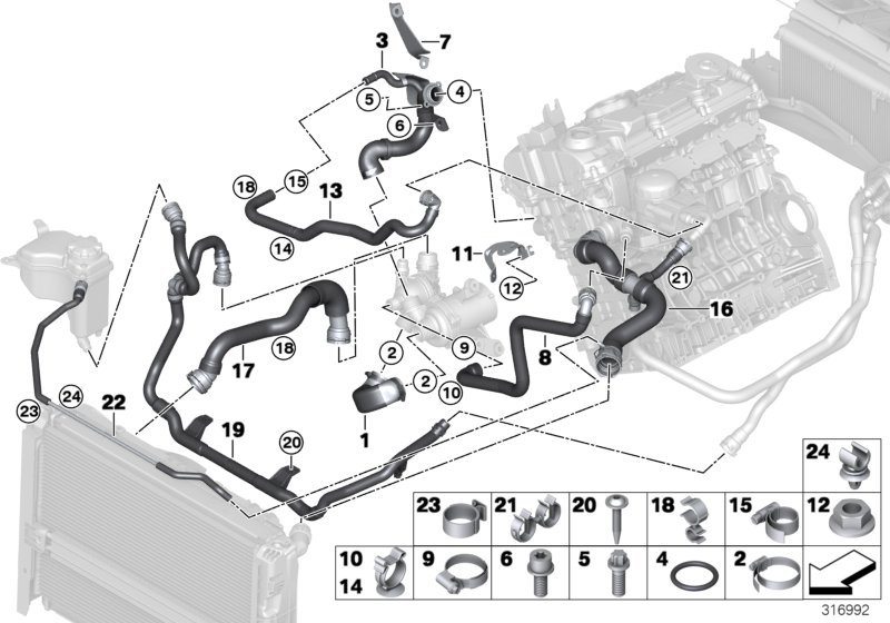 Cooling system coolant hoses