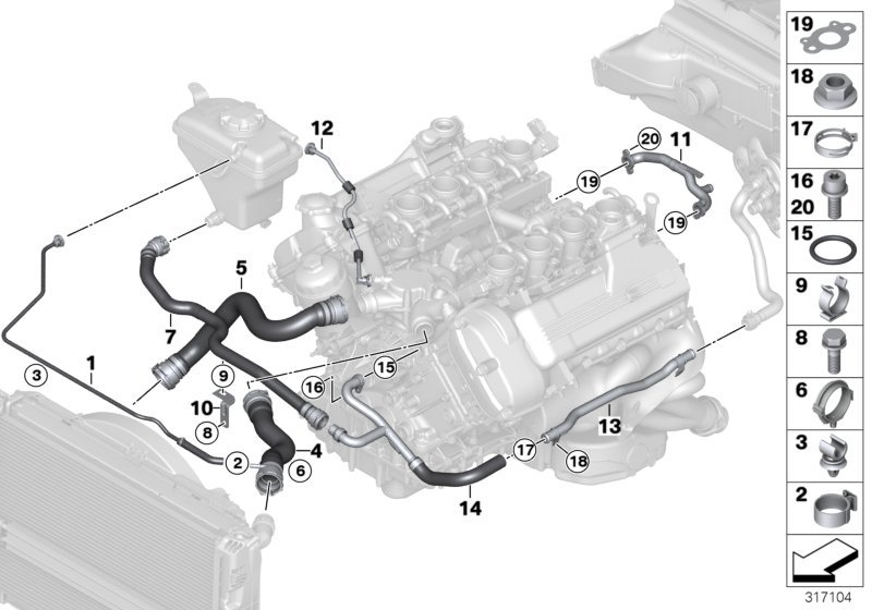 Cooling system coolant hoses