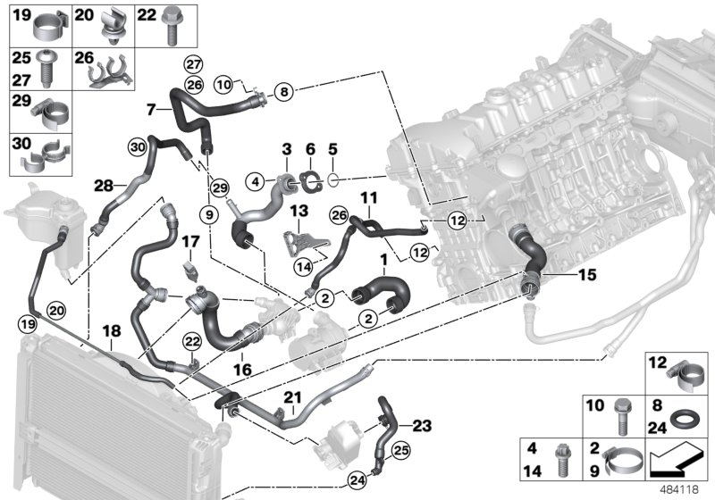 Cooling system coolant hoses