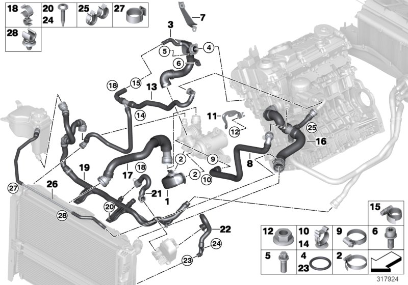 Cooling system coolant hoses
