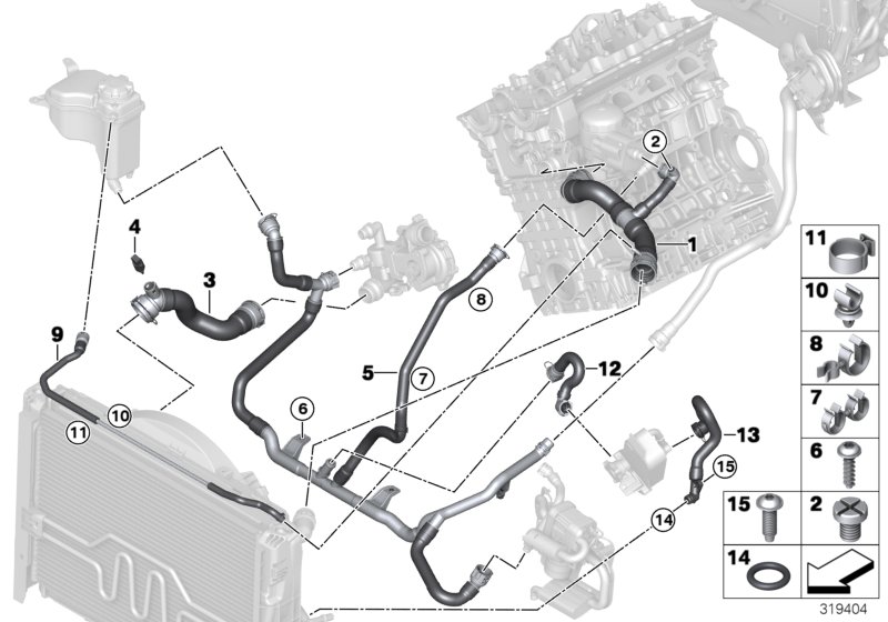 Cooling system coolant hoses