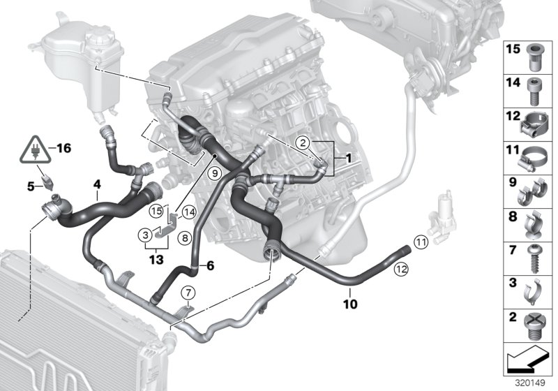 Cooling system coolant hoses