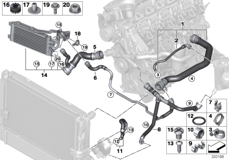 Cooling system coolant hoses