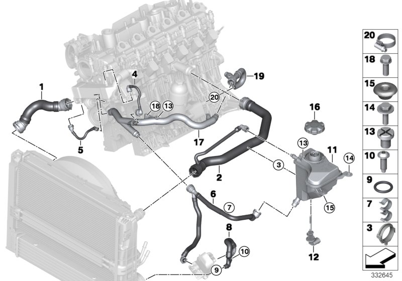 Cooling system coolant hoses