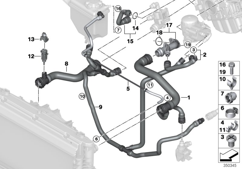 Cooling system coolant hoses