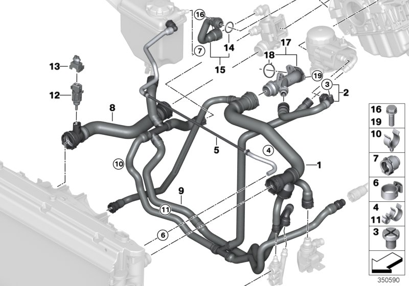Cooling system coolant hoses