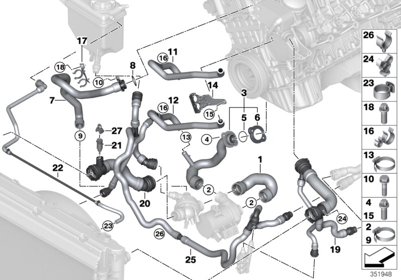 Cooling system coolant hoses