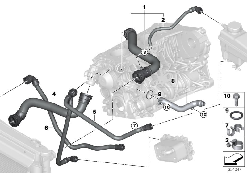Cooling system coolant hoses