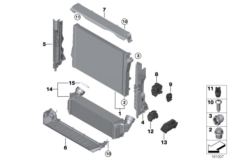 Radiator mounting parts