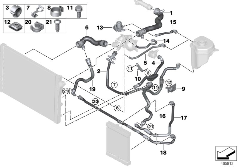 Cooling system coolant hoses