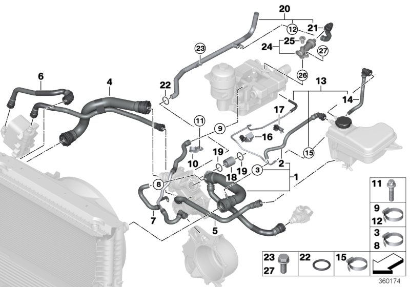Cooling system coolant hoses