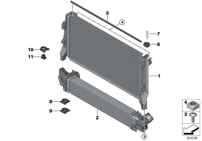 Radiator mounting parts