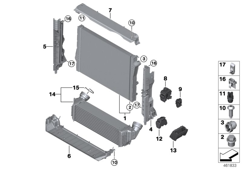 Mounting parts f radiator