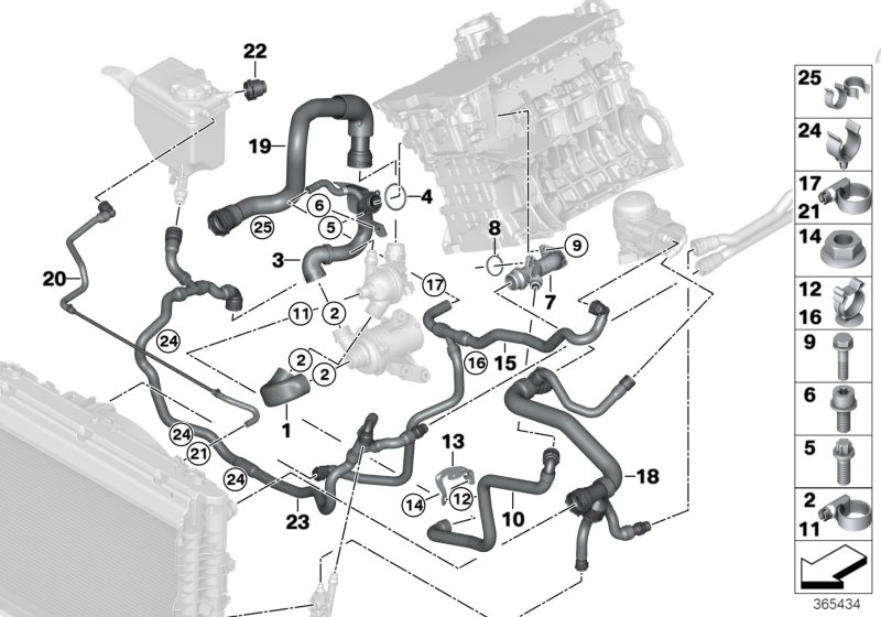 Cooling system coolant hoses