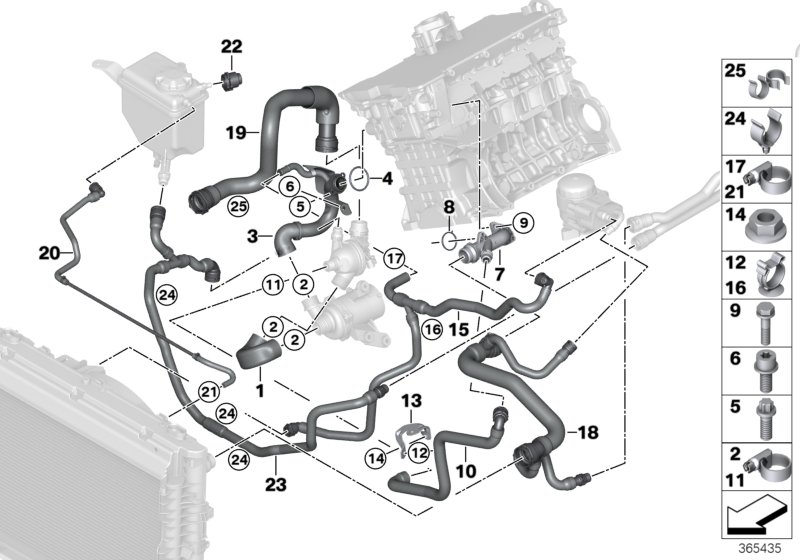Cooling system coolant hoses