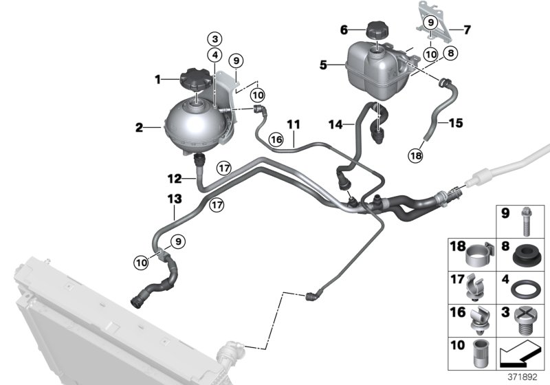 Expansion tank/coolant hoses