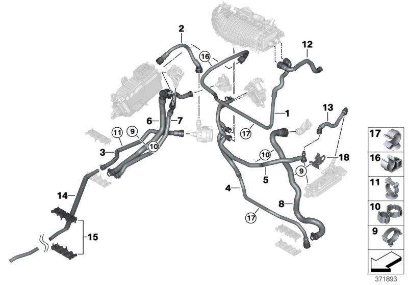 Cooling system coolant hoses