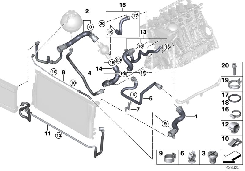 Cooling system coolant hoses