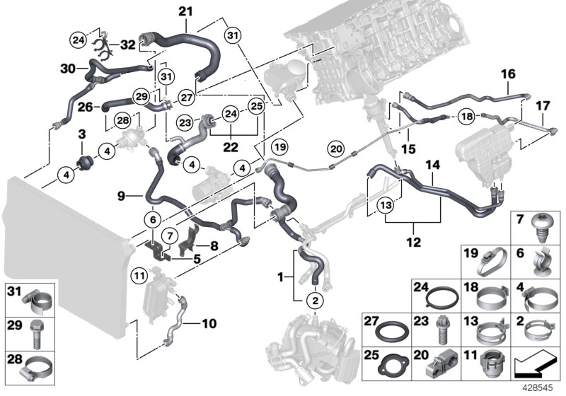 Cooling system coolant hoses
