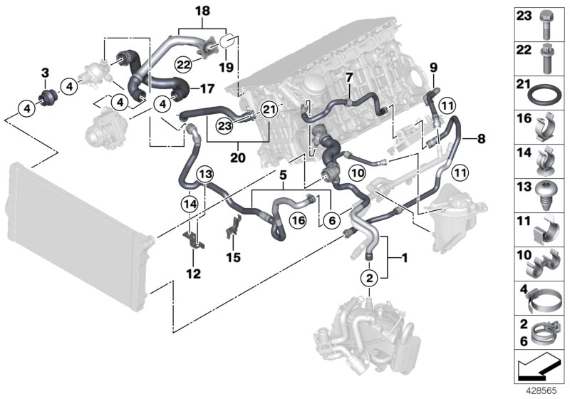 Cooling system coolant hoses