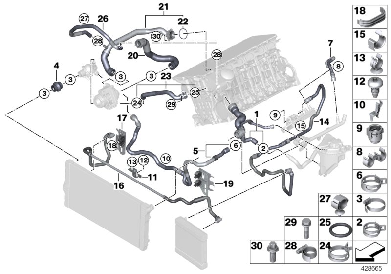 Cooling system coolant hoses